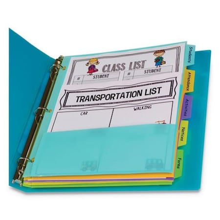 C-Line Products CLI07650 5-Tab Index Dividers With Multi-Pockets; Assorted Color